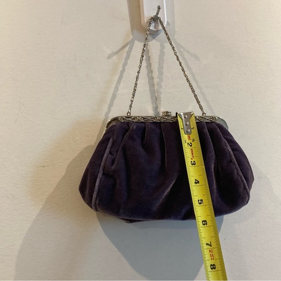 MINI Bag Velvet Purple and Metal with little Rhinestones Embellishment Crossbody - Picture 9 of 10